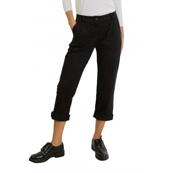 Chino con pence in cotone con elastico dietro 